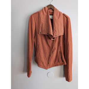 Saturday Sunday Tavi Burnt Orange Asymmetric Jacket Women Sz M Moto Snap Fall
